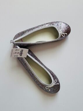 NWT Crewcuts Girls' classic glitter ballet flats Size 2k